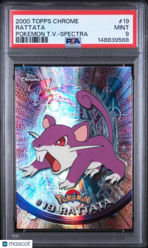 2000 Topps Chrome Pokemon T.V. Rattata #19 PSA 9