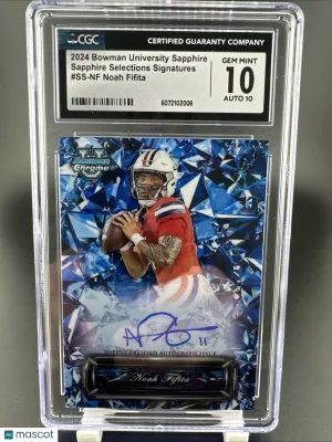 Graded CGC 10 2024 Bowman Univ Chrome Sapphire Noah Fifita Auto #SS-NF Football Card