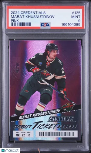 2024/25 Upper Deck Credentials Marat Khusnutdinov #125 Pink Rookie 09/99 PSA 9