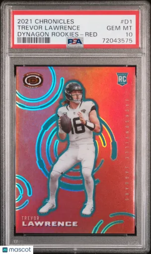 2021 Panini Chronicles Dynagon Rookies Trevor Lawrence Red /99 Rookie #D1 PSA 10 Jacksonville Jaguars