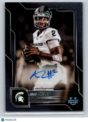 2025 Bowman University Chrome Football Prospect Auto #BCA-ACH Aidan Chiles Spartans Topps