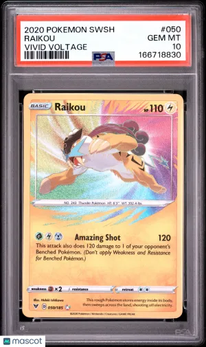 2020 Pokemon Sword & Shield Vivid Voltage Raikou Vivid Voltage PSA 10 #050