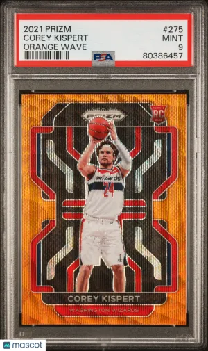 2021 Panini Prizm Corey Kispert Rookie Orange Wave PSA 9