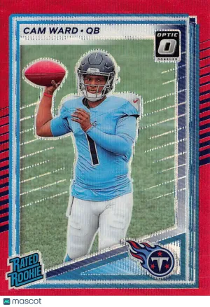 2025 Panini Donruss Optic Cam Ward Red Wave Rookie #350 Tennessee Titans