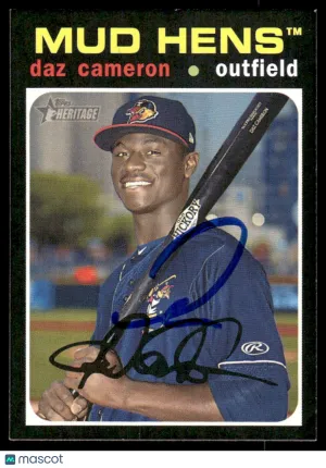 2020 Topps Heritage Minor League Daz Cameron Auto Toledo Mud Hens #100 Baseball Card