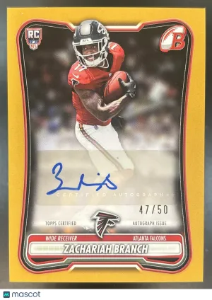 Flagship Zachariah Branch Base Paper Rookie Autograph Gold #BPRA-ZB Atlanta Falcons