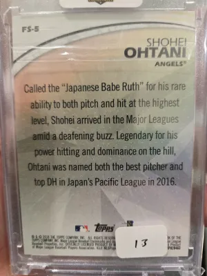 2018 Topps Shohei Ohtani Future Stars Rookie back