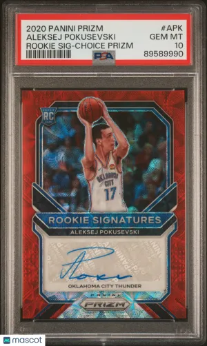 2020 Panini Prizm Rookie Signatures Aleksej Pokusevski Rookie SIG Choice Prizm PSA 10