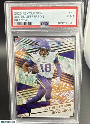 2025 Panini Revolution Justin Jefferson #50 Fractal / Parallel/Variety Base Set PSA 9