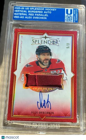 2025-26 Upper Deck Splendor Alex Ovechkin Patch Auto Bordered Red COLOR MATCH /9
