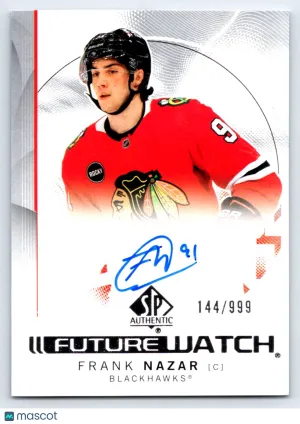 2025 Upper Deck SP Authentic Frank Nazar Future Watch Auto Rookie 144/999