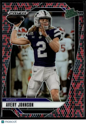 2025 Panini Prizm Draft Picks #29 Avery Johnson Kansas State Wildcats Football Card