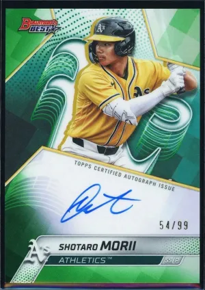 Shotaro Morii 2025 Bowman's Best #B25-SM Green Refractor Prospect Auto /99