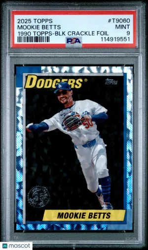 Mookie Betts 2025 Topps 1990 Topps Baseball #T90-60 BLK Crackle Foil 10/10 PSA 9