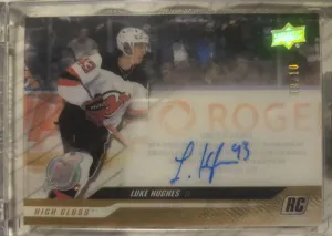 Upper Deck 2023-24 Clear Cut Luke Hughes Update High Gloss RC Auto 9/10 CC-LH