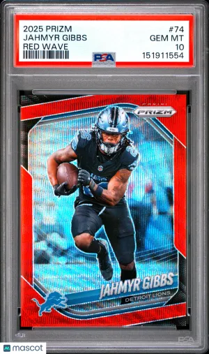 2025 Panini Prizm Jahmyr Gibbs #74 Red Wave PSA 10