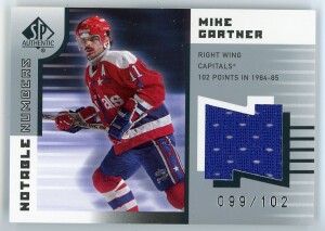 2001-02 SP Authentic Mike Gartner Notable Numbers Jersey 99/102 #NN-MG