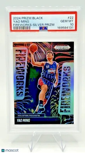2024-25 Panini Prizm Black Yao Ming Fireworks #22 Silver Prizm PSA 10