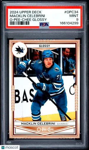 2024/25 Upper Deck O-Pee-Chee Glossy Macklin Celebrini #OPC34 Rookie PSA 9