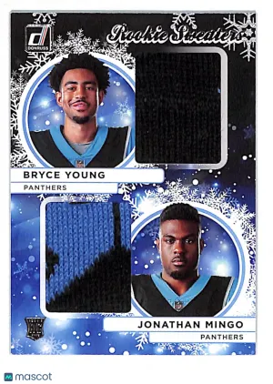 2023 Panini Donruss Bryce Young Jonathan Mingo Rookie Sweaters Dual Patch Memorabilia #HSD-3 Carolina Panthers