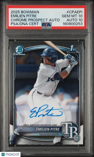 Graded 2025 Bowman Chrome Prospect Autographs Auto PSA 10 Emilien Pitre #CPAEPI Auto 10