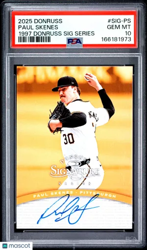 2025 Panini 1997 Donruss Signature Series Auto Paul Skenes #SIG-PS PSA 10 POP 8