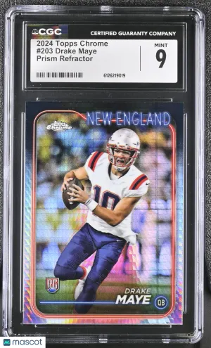 2024 Topps Chrome Drake Maye Prism Refractor Rookie #203 CGC 9 New England Patriots