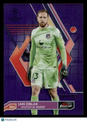 2022-23 Topps Finest UEFA Club Competitions Jan Oblak #13 Purple Refractor SN