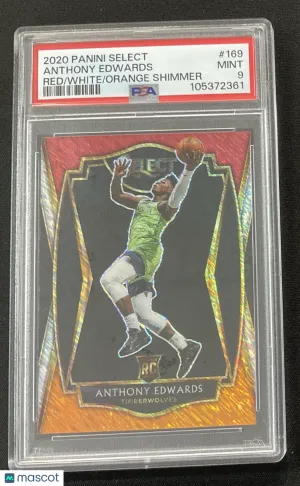 2020 Panini Select Anthony Edwards #169 Red/White/Orange Shimmer Rookie PSA 9