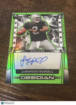 2026 Panini Obsidian Football JaMarcus Russell #CB-AJG Green Flood /25
