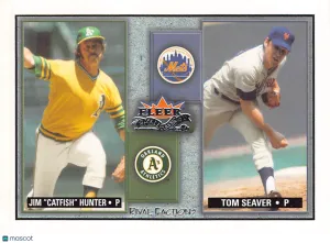 2002 Fleer Fall Classic Rival Factions Tom Seaver Jim "Catfish" Hunter /500 #28 OF 43 RF Oakland Athletics New York Mets