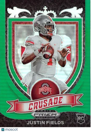 2021 Panini Prizm Draft Picks Crusade Justin Fields Green Rookie RC #163 Ohio State Buckeyes