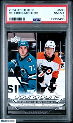 2024 Upper Deck Celebrini Michkov Rookie #500 PSA 8