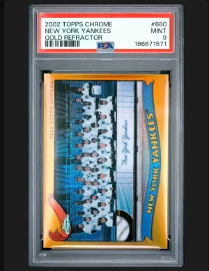 2002 Topps Chrome New York Yankees Gold Refractor PSA 9