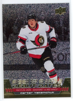 2026-27 Upper Deck Carter Yakemchuk Debut Dates Speckle #DD-20