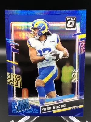 2023 Panini Donruss Optic No.238 Blue Hyper Puka Nacua Rookie Card