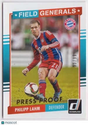 2015 Panini Donruss Field Generals Gold Press Proof #11 Philipp Lahm 95/99 FC Bayern Soccer Card