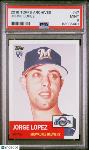 2016 Topps Archives Baseball Jorge Lopez #47 Milwaukee Brewers PSA 9