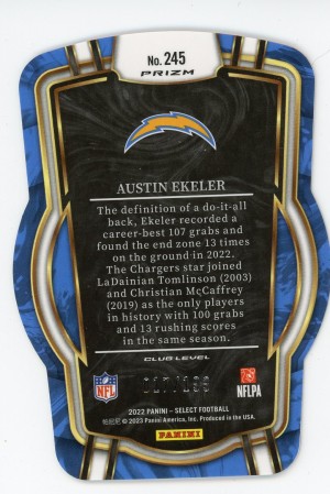 2022 Panini Select #245 Austin Ekeler Orange Prizm Die Cut #/199 back