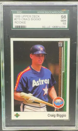 1989 Upper Deck Craig Biggio Rookie #273 SGC 10