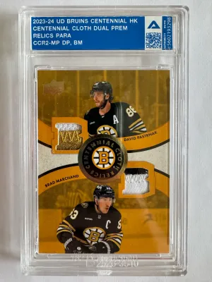 2023-24 UD Bruins Centennial Cloth Dual Relics David Pastrnak, Brad Marchand /49