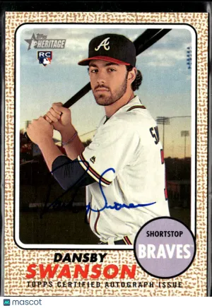 Dansby Swanson 2017 Topps Heritage RC Auto Atlanta Braves