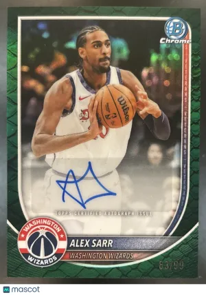 Flagship Alex Sarr Chrome Autograph Reptilian Green Refractor #BCA-AS Washington Wizards
