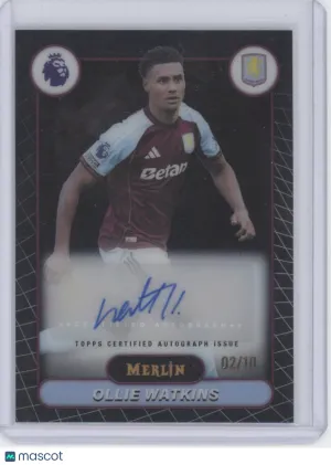 2026 Topps Merlin Premier League Aston Villa Ollie Watkins MV-OW Auto 02/10 Soccer Card