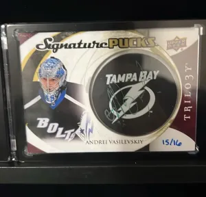 SET OF 3 - Andrei Vasilevsky Signature Pucks back