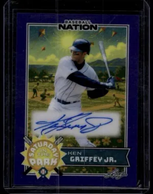 SA-KGJ Ken Griffey Jr. 2025 Leaf Baseball Nation - Saturday In The Park Autographs Crystal Purple #/1