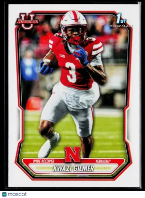 2026 Bowman #BPP-168 Kwazi Gilmer Prospects WR HUSKERS 1ST BOWMAN