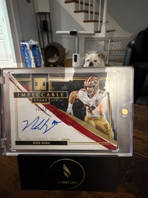 2022 Panini Impeccable #SS-NBO Nick Bosa Impeccable Stars Signatures Gold #/10
