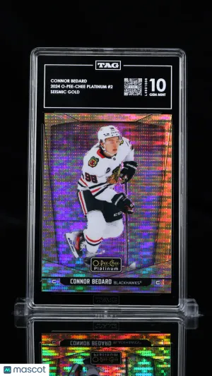 /50 2024 O-Pee-Chee Platinum Connor Bedard #2 Seismic Gold Insert TAG 10