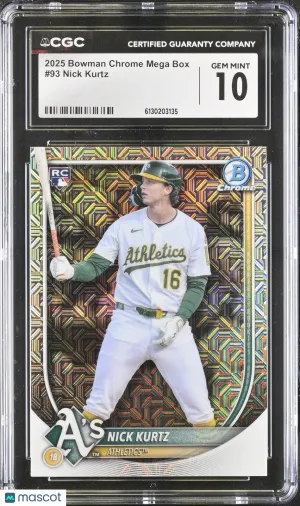 2025 Bowman Chrome Mega Box Nick Kurtz Rookie #93 CGC 10 Oakland Athletics